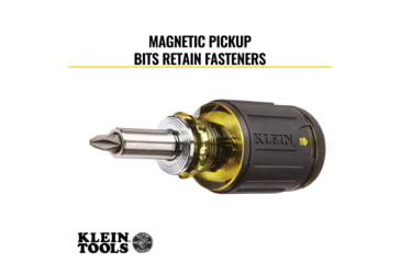 Image of Klein Tools 8in1 Multi-Bit Adjustable Length Stubby Screwdriver, Black, 32308