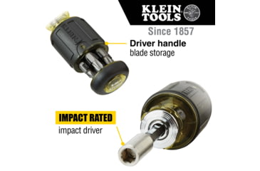 Image of Klein Tools 8in1 Multi-Bit Adjustable Length Stubby Screwdriver, Black, 32308