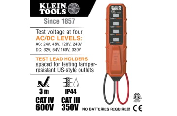 Image of Klein Tools AC/DC Voltage Tester, Orange/Black, ET45