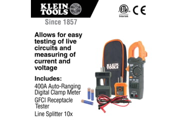 Image of Klein Tools Clamp Meter Electrical Test Kit, Orange/Black, CL120KIT