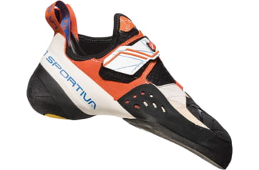 Image of La Sportiva Solution Climbing Shoes - Womens, White/Lily Orange, 36, ZFCS014-W00O03-36