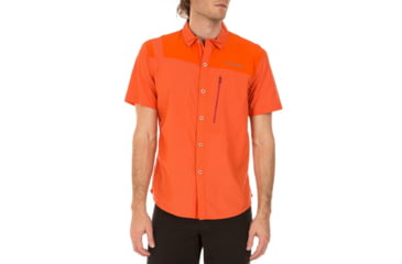 Image of La Sportiva Vector Short Sleeve Shirt - Men's, Cardinal Red/Tangerine, Small J80-307202-S