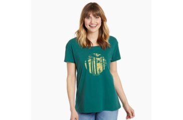 Image of Life Is Good Mountain Bike Woods Breezy Tee Womens, Forest Green, Small, 53600-S