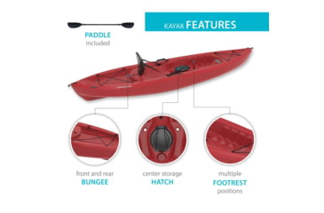 Image of Lifetime Products Tamarack 100 Sit-On-Top Kayak w/Paddle, Red, 90486