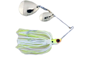 Image of Lunker Lure Proven Winner Nickel/Gold Double Colorado/Indiana Blade Spinnerbait, Chartreuse White Head/Chartreuse White Skirt, 1/2oz, PW1612