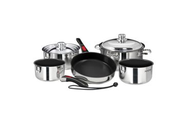 Image of Magma Nesting 10-Piece Induction Compatible Cookware - SS Exterior &amp; Slate Black Ceramica Non-Stick Interior 58442