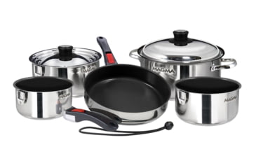 Image of Magma Nesting 10-Piece Induction Compatible Cookware - SS Exterior &amp; Slate Black Ceramica Non-Stick Interior, A10-366-2-IND