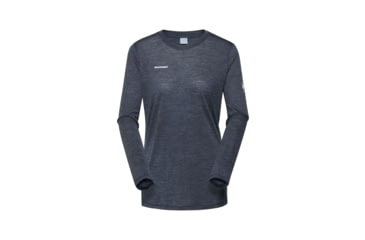 Image of Mammut Tree Wool FL Longsleeve T-Shirt - Womens, Marine Melange, M, 1016-01700-5784-114