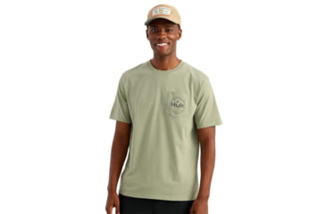 Image of Marolina DBA HUK Huk Marlin Circle Short Sleeve Pocket Shirt Seagrass XL, H1000594-383-XL