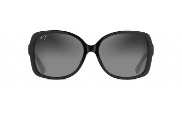Image of Maui Jim Melika Fashion  Sunglasses,Gloss Black with Silver Temples,Neutral Grey Lens GS760-02