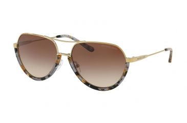Image of Michael Kors AUSTIN MK1031 Sunglasses 102413-58 - Black/shiny Pale Gold-tone Frame, Smoke Gradient Lenses