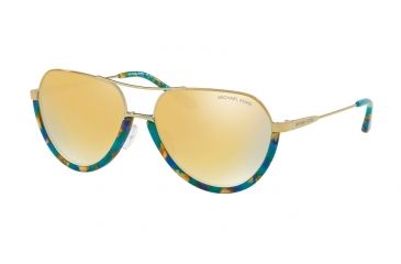 Image of Michael Kors AUSTIN MK1031 Sunglasses 10247P-58 - Teal Mosaic Frame, Liquid Gold Mirror Lenses