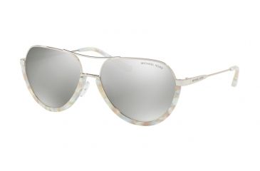 Image of Michael Kors AUSTIN MK1031 Sunglasses 10266G-58 - Pastel Green Mosaic/shiny Silv Frame, Silver Mirror Lenses