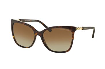 Image of Michael Kors MK 6029 MK6029 Sunglasses 3106T5-56 - Dk Tortoise/gold Frame, Brown Gradient Polarized Lenses