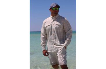 Image of Mojo Sportswear Company Coastal Plaid Shirt Long Sleeve - Mens, Dune, Medium, Dune - M - CPLS LS