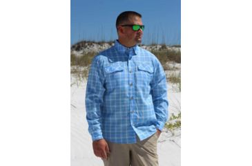 Image of Mojo Sportswear Company Coastal Plaid Shirt Long Sleeve - Mens, Heron Blue, 3XL, HRNBL - XXXL - CPLS LS
