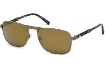Image of Mont Blanc MB655S Sunglasses - Shiny Light Bronze Frame Color, Brown Mirror Lens Color