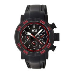 Image of MOS MB104 Melbourne Mens Watch, 48mm, Black Strap, Red/Black Dial MOSMB104