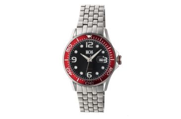 Image of MOS PB106 St. Petersburg Mens Watch, Silver, 44mm, Red Dial, Black Face MOSPB106