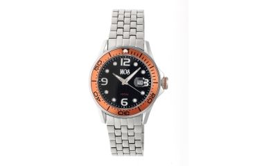 Image of MOS PB107 St. Petersburg Mens Watch, Silver, 44mm, Orange Dial, Black Face MOSPB107