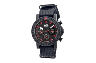Image of SP101 Sao Paulo Mens Watch, black Band, Black Bezel, Red Markers, Black Face
