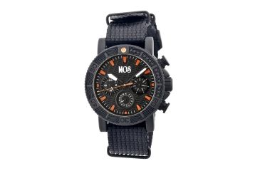 Image of SP103 Sao Paulo Mens Watch, black Band, Black Bezel, Orange Markers, Black Face