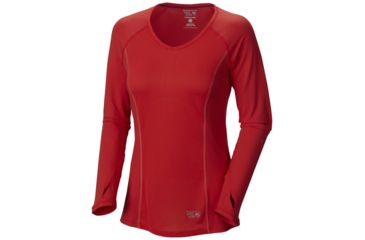 Image of Mountain Hardwear CoolRunner Long Sleeve T - Women's-Red Hibiscus-X-Small