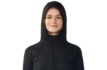 Image of Mountain Hardwear Crater Lake Half Zip Crop Hoody - Women's, Black, S, 2068771-010-S