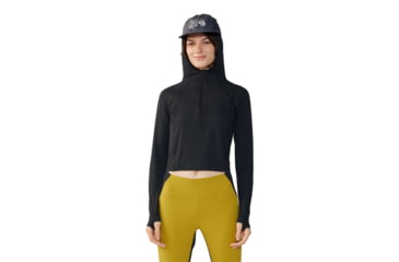 Image of Mountain Hardwear Crater Lake Half Zip Crop Hoody - Women's, Black, S, 2068771-010-S