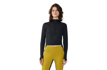 Image of Mountain Hardwear Crater Lake Half Zip Crop Hoody - Women's, Black, S, 2068771-010-S