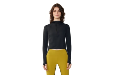 Image of Mountain Hardwear Crater Lake Half Zip Crop Hoody - Women's, Black, S, 2068771-010-S