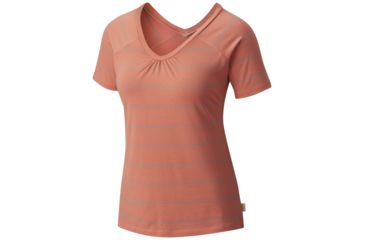 Image of Mountain Hardwear DrySpun Stripe Short Sleeve T-Shirt - Women's, Caliente, Medium, OL0356862-M