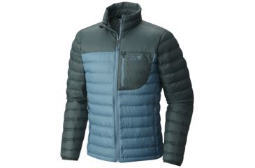 Image of Mountain Hardwear Dynotherm Down Jacket - Men's-Cloudburst/Dark Forest-X-Large
