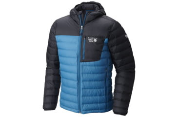 Image of Mountain Hardwear Dynotherm Hooded Down Jacket - Men's-Phoenix Blue/Black-Large