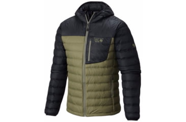 Image of Dynotherm Hooded Down Jacket - Mens-Stone Green/Black-Small