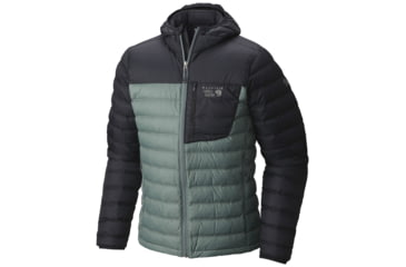 Image of Mountain Hardwear Dynotherm Hooded Down Jacket - Men's-Thunderhead Grey/Black-Medium