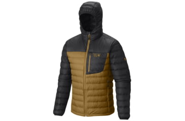 Image of Mountain Hardwear Dynotherm Hooded Down Jacket - Men's-Underbrush/Shark-X-Large