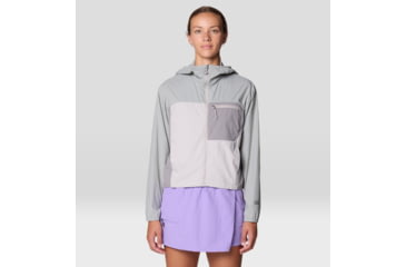 Image of Mountain Hardwear Wind Veil Hooded Jacket - Women's, Half Moon Grey, City Fog, Approaching St, L, 2146771-059-L