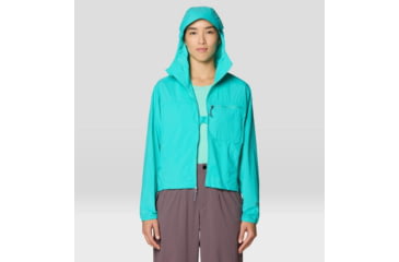 Image of Mountain Hardwear Wind Veil Hooded Jacket - Women's, Aqua Marina, M, 2146771-354-M