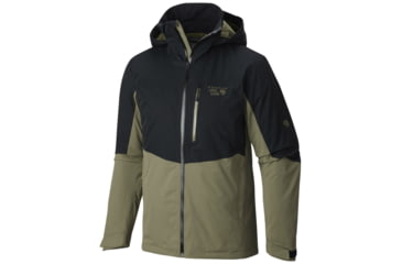 Image of Mountain Hardwear South Chute Jacket - Men's-Black/Stone Green-Small