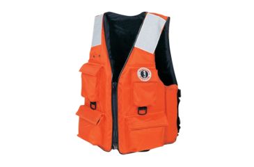Image of Mustang Survival 4-Pocket Vest w/SOLAS Reflective Tape - 3XL/7XL - Orange 54184