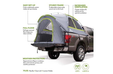 Image of Napier Backroadz Truck Tent, Full Size Crew Cab Bed, Gray/Green, 5.5-5.8 ft, 19033