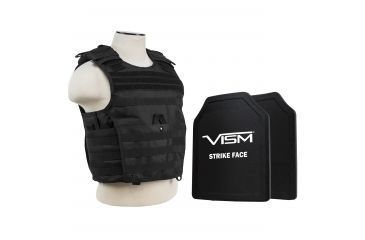 Image of NcSTAR Expert Carrier Vest w/Two 11x14in Shooters Cut Hard PE Ballistic Panels, Black, Medium - 2XL, BPLCVPCVX2963B-A