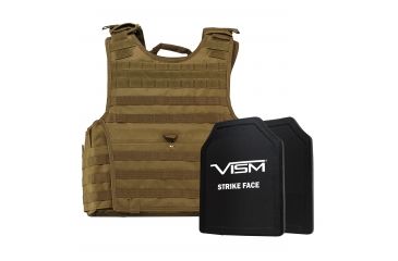 Image of NcSTAR Expert Carrier Vest w/Two 11x14in Shooters Cut Hard PE Ballistic Panels, Tan, Medium - 2XL, BPLCVPCVX2963T-A