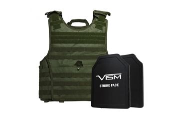 Image of NcSTAR Expert Plate Carrier Vest w/Two 11x14in Shooters Cut Hard PE Ballistic Panels, Green, 2XL BPLCVPCVXL2963G-A