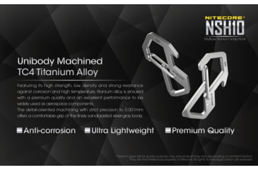 Image of Nitecore NSH10 Titanium Carabiner Multi-Tool, Silver, 6952506493692