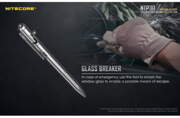 Image of Nitecore NTP30 Titanium Bidirectional Bolt Action Tactical Pen, Silver, 6952506492879