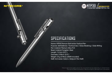 Image of Nitecore NTP30 Titanium Bidirectional Bolt Action Tactical Pen, Silver, 6952506492879