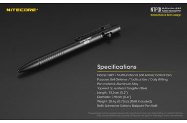 Image of Nitecore NTP31 Bolt Action Tactical Pen, Black, 6952506494149