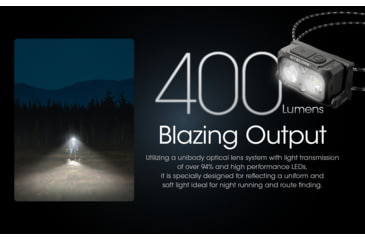 Image of Nitecore NU25 UL Ultralight Rechargeable Headlamp, 400 Lumens, USB-C, Paracord, Black, FL-NITE-NU25-400UL-BK